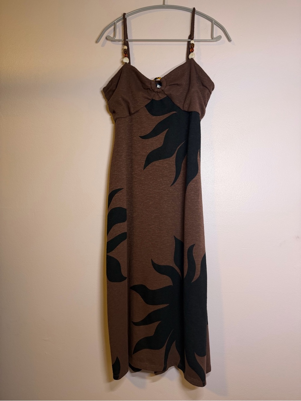 Old Navy Beaded-Strap Beach Midi Dress Brown Sunburst Size L